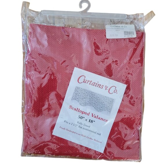 Curtains Co Scalloped Valance 50"x18" Fully Lined Crimson Red Home Decor Chevron - Picture 1 of 4